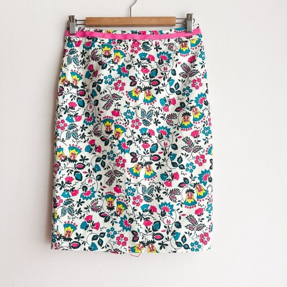 Boden Floral Teal Pink Pencil Skirt 4 - Picture 6 of 7